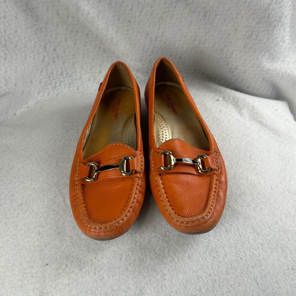 Marc Joseph‎ Grand St Loafers Womens 9 Orange Leather Horsebit Driver Flats